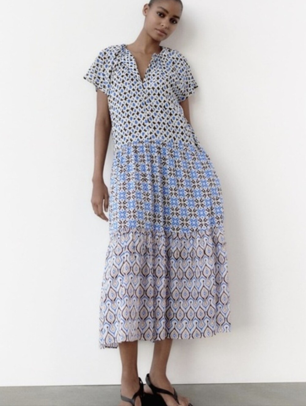 Zara patchwork midi dress